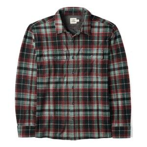 Huckberry Flint and Tinder Stretch Knit Flannel Shirt Washed Spruce Season Plaid